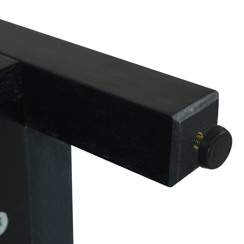 Anmytek Black Bohemian Rattan Sideboard Solid Wood Buffet Cabinet with Adjustable Shelves Push to Open for Living Dining Room