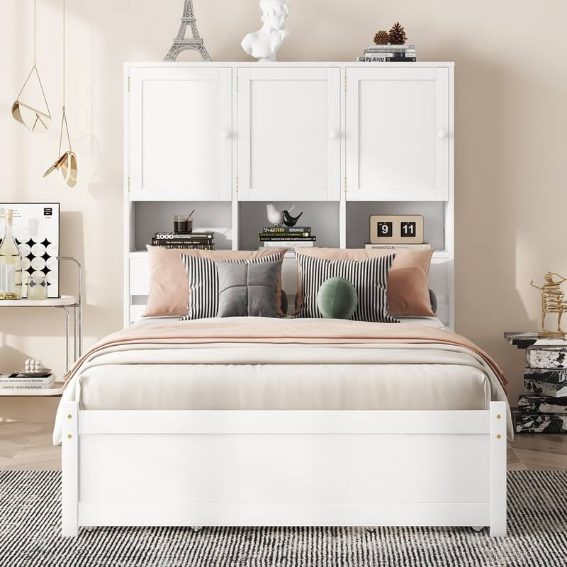 Harper&Bright Designs Platform Bed with Storage Headboard and 4 Drawers