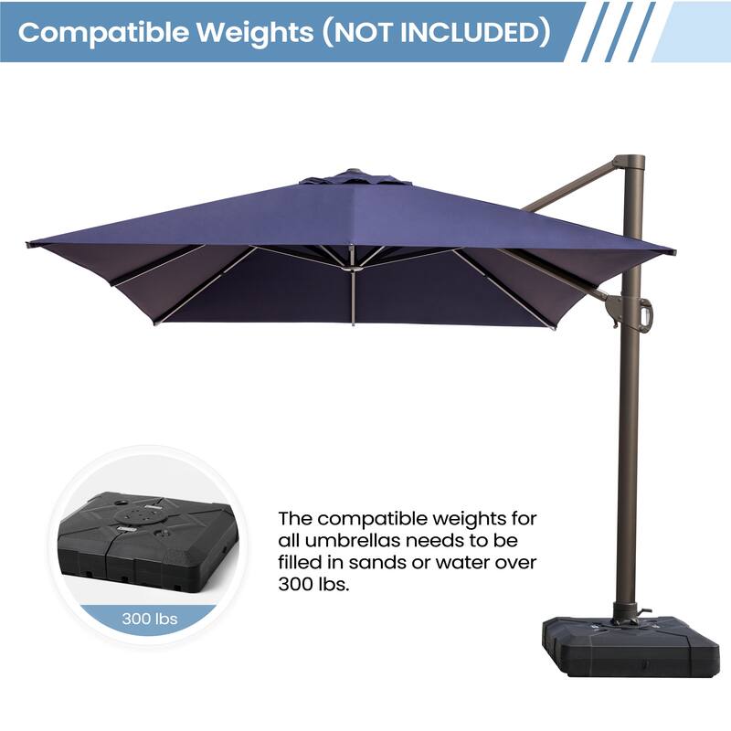 Luxury Outdoor Shade Canopy Patio Cantilever Offset Umbrella with 360-degree Rotation