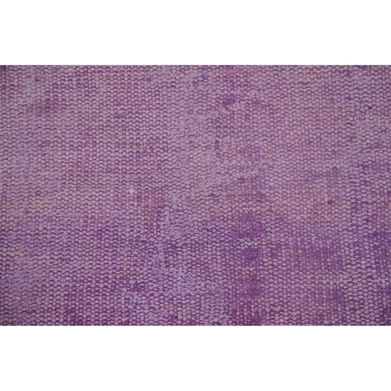 Purple Anatolian Turkish Vintage Area Rug Hand-Knotted Wool Carpet - 7'4" x 11'1"