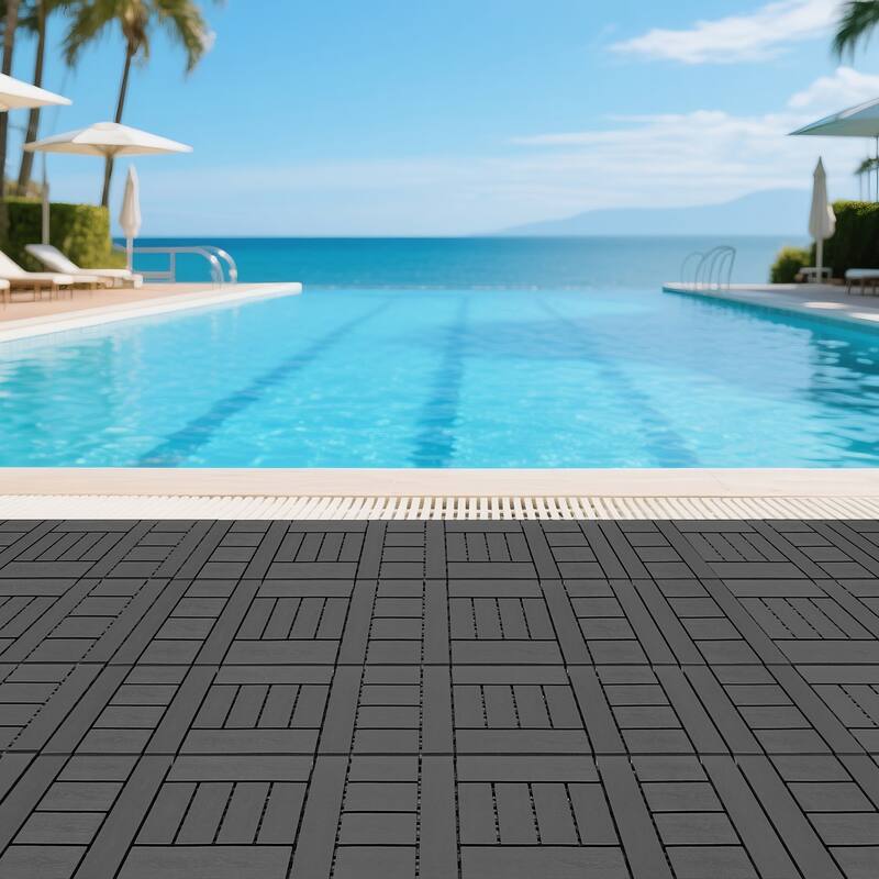 H style 12 inch balcony deck tiles, DIY interlocking deck floor tiles, indoor and outdoor floor tiles, 44pcs