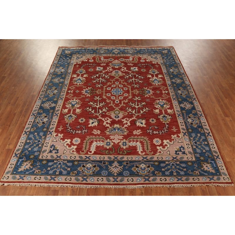 Oushak Oriental Area Rug Hand-Knotted Wool Carpet - 8'1"x 9'11"