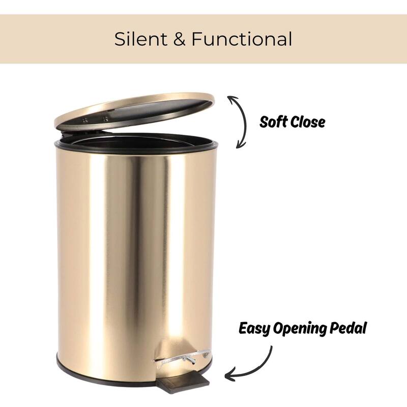 Brushed Gold Trash Can Soft Close Lid 3 Liters (0.8 Gallon) - 0.8 Gal.