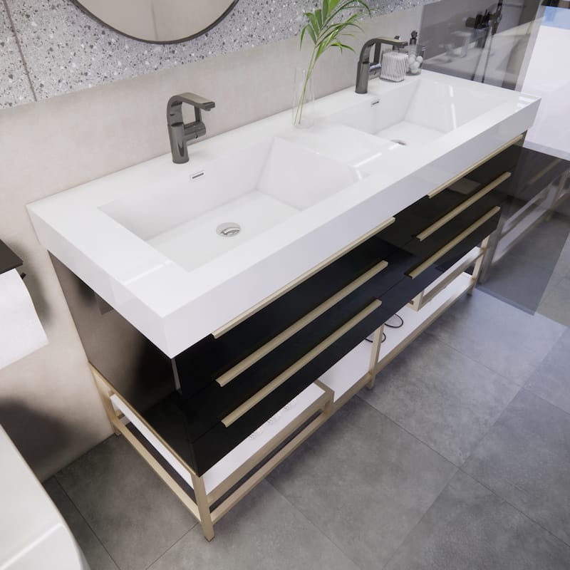 Noble 60" Free-standing Vanity with Reinforced Acrylic Double Sink