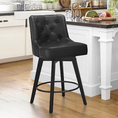 Modern 26 in. Barstool Counter Height Stool Upholstered Swivel Bar Stool with Back
