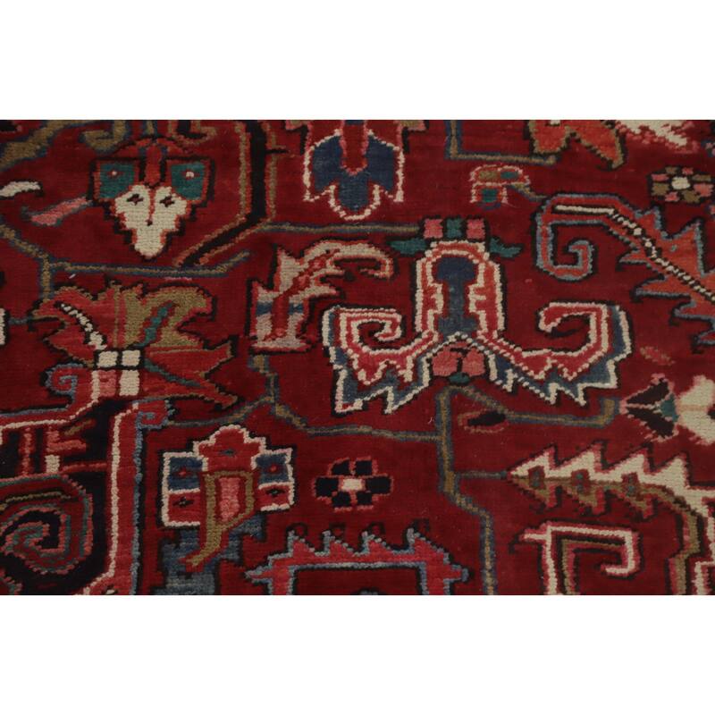 Hand Knotted Oriental 100% Wool Carpet Traditional Medallion Red Heriz Area Rug - 12' 2'' X 10' 0''