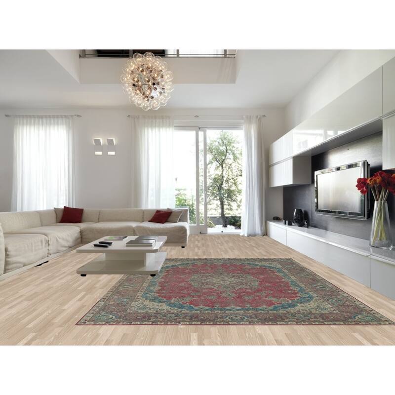 Tabriz Persian Vintage Area Rug Handmade Wool Carpet - 10'1"x 12'10"