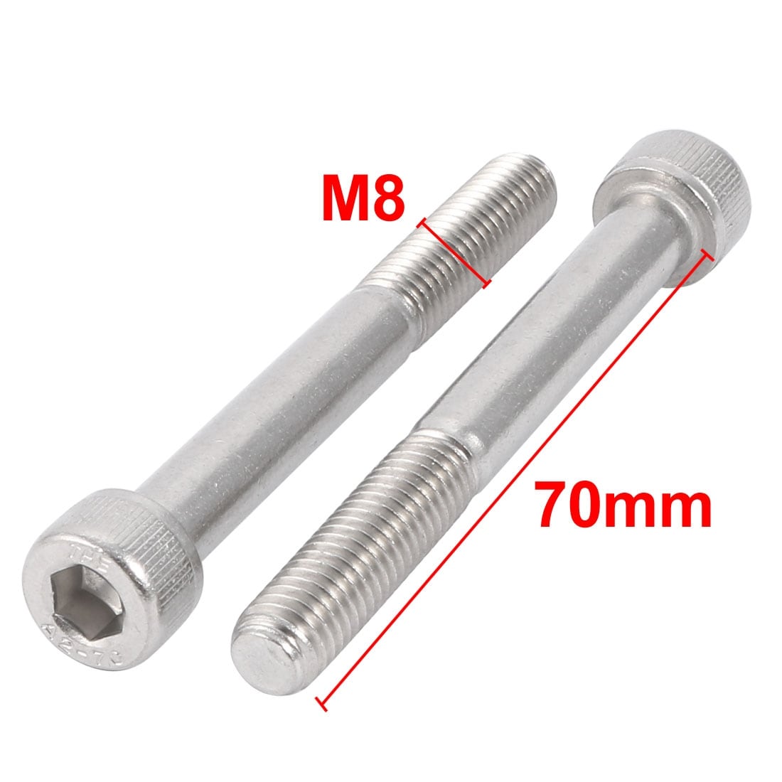 M8x70mm 304 Stainless Steel 28mm Half Thread Hex Socket Head Cap Screw Bolt 5Pc