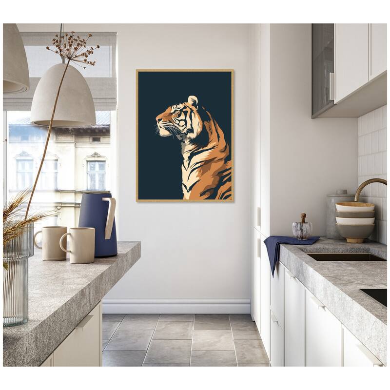 Kate and Laurel Navy Tiger by The Creative Bunch Studio Framed Canvas Wall Art Print