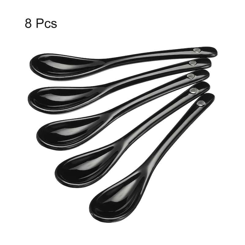 Ceramic Spoons 4.9" Black Spoon for Home Kitchen Restaurant 8 Pcs