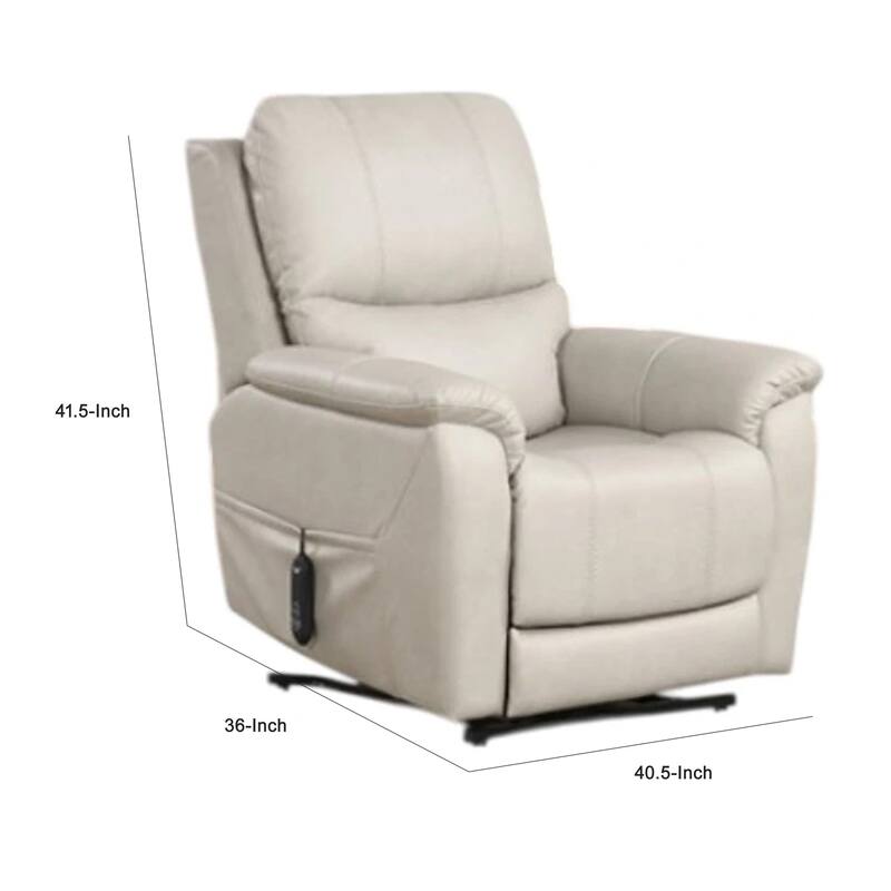 Lift Chair with Power Headrest, Light Gray Faux Leather, USB Charging
