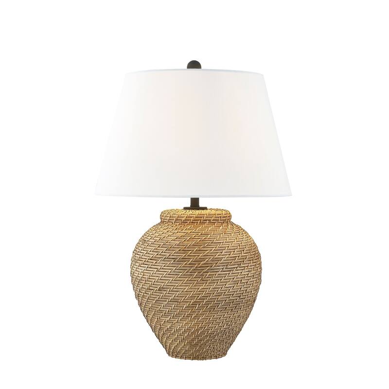 Canton 26" Table Lamp with Linen Shade, Natural Brown