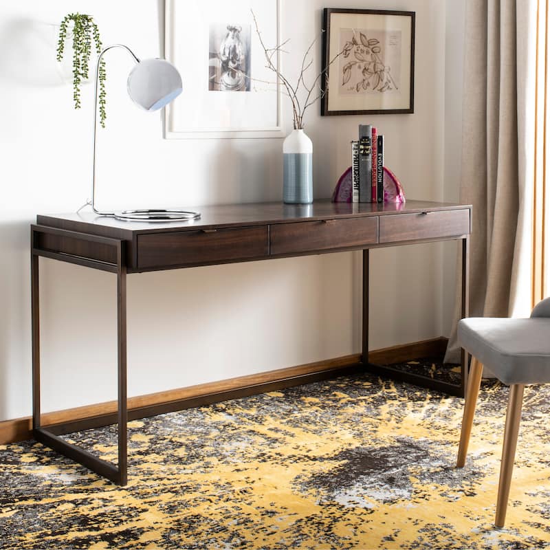SAFAVIEH Couture Radunka 3-Drawer Smoked Eucalyptus Writing Desk