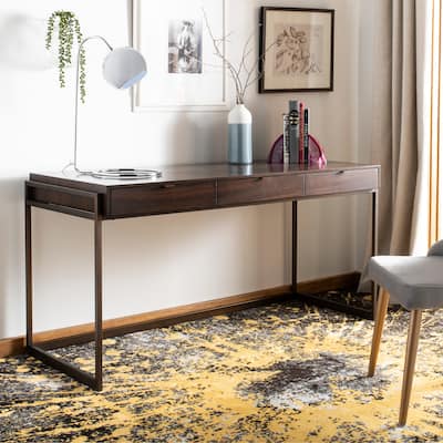 SAFAVIEH Couture Radunka 3-Drawer Smoked Eucalyptus Writing Desk