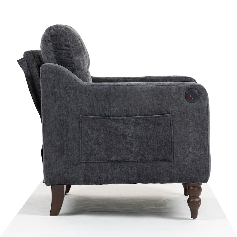 Retro Chenille Accent Sofa Chair with USB Charging Port
