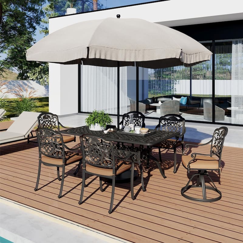 Swivel Patio Chairs Set of 2, Aluminum Outdoor Chairs with Removable Cushions, Metal Frame, Comfortable