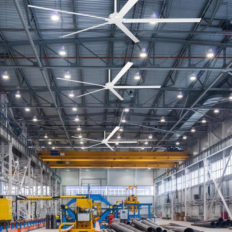 Ceiling Fan 84" Industrial 5-Blade White IPX4 Outdoor Use