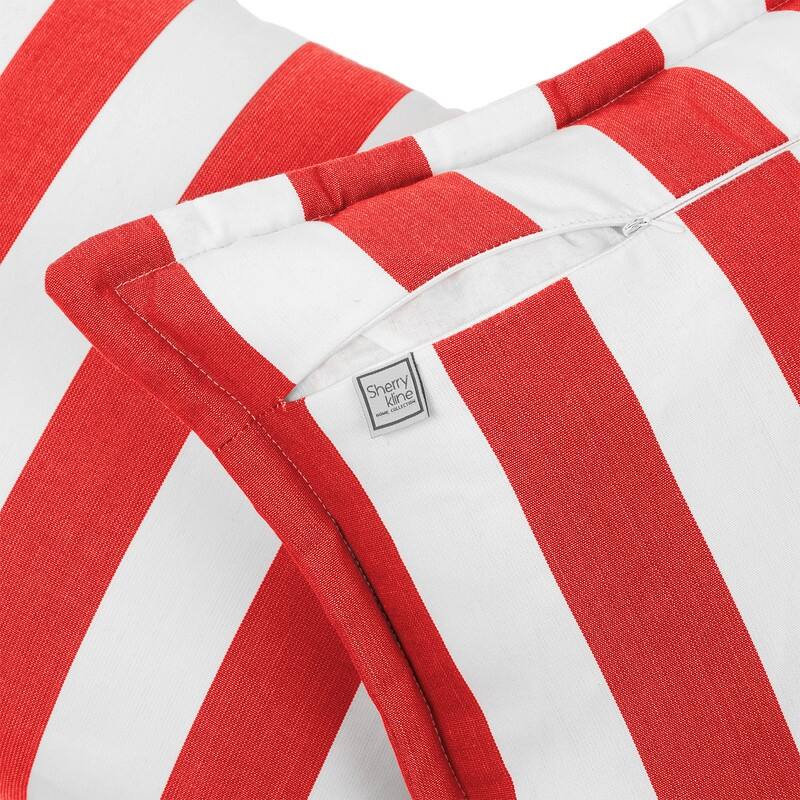 Sherry Kline Indoor/Outdoor Cabana Stripe 20" Flanged Filled Pillow Set of 2