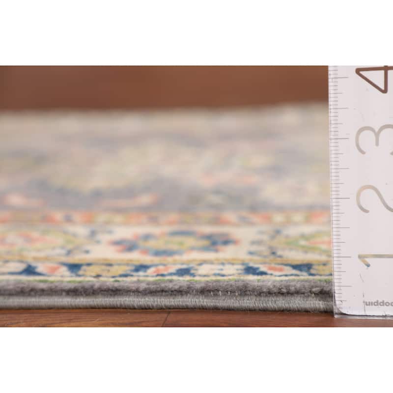 Gray Kazak Foyer Rug Hand-Knotted Geometric Wool Carpet - 2'7" x 4'2"