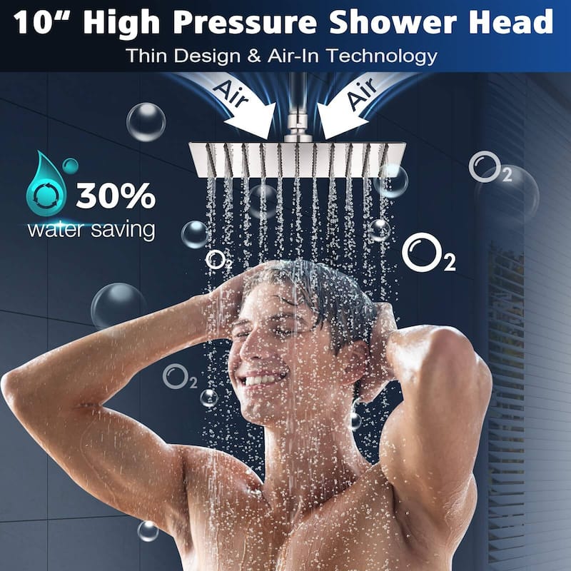 Bathlet 10" Rainfall Shower Head And 16" Adjustable Extension Arm Combo