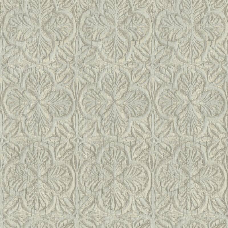 Chesapeake Karachi Light Blue Wooden Damask Wallpaper