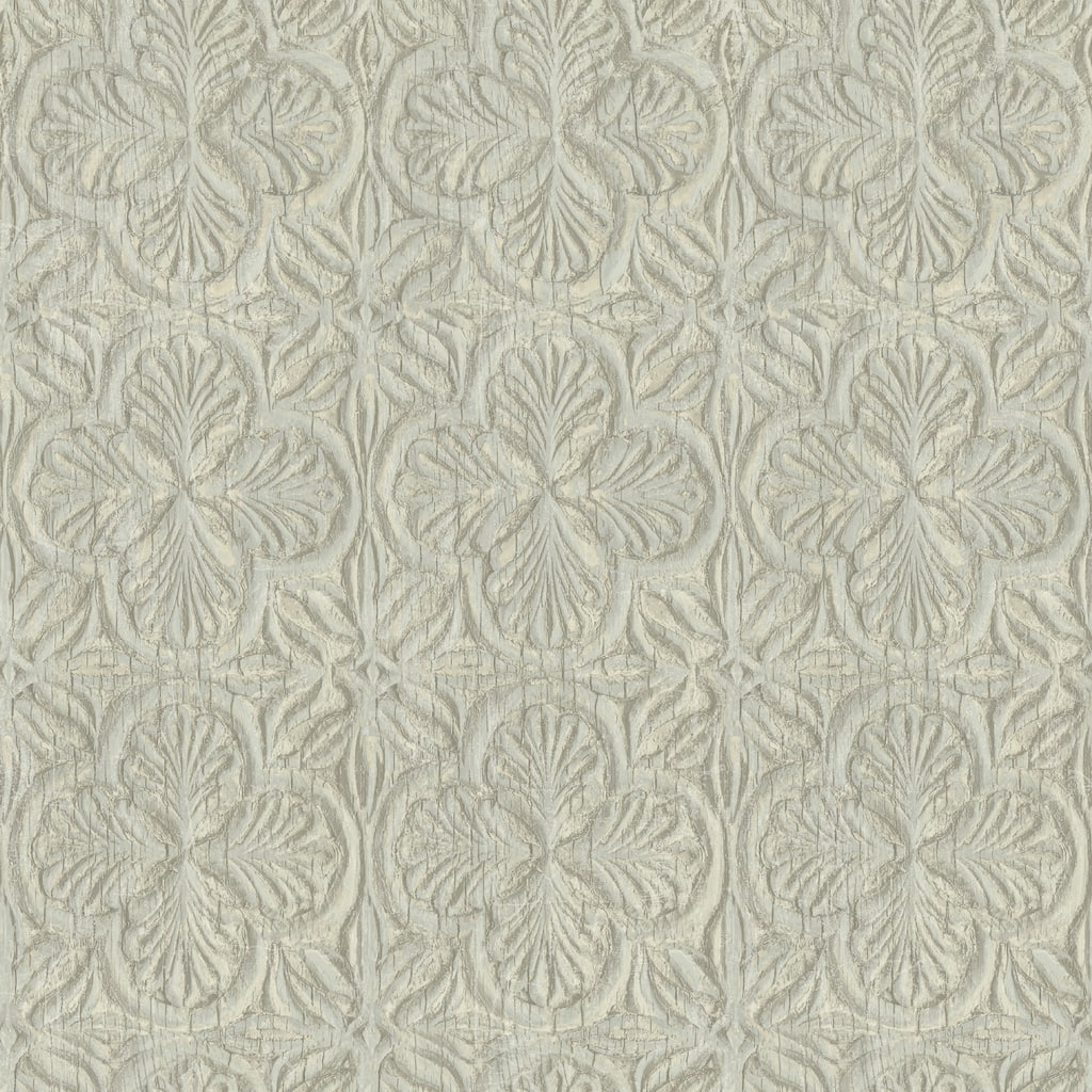 Chesapeake Karachi Light Blue Wooden Damask Wallpaper