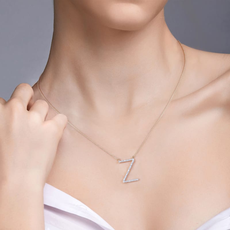 1/20ct TDW Diamond Classic Initial Pendant Necklace in Silver for Women