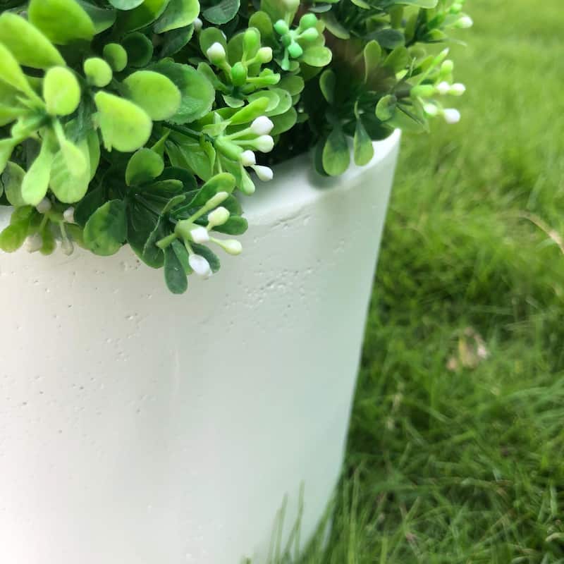 15.8"W Round Pure White Concrete/Fiberglass Indoor Outdoor Modern Seamless Planter - 15.8"W x 15.8"L x 15.8"H