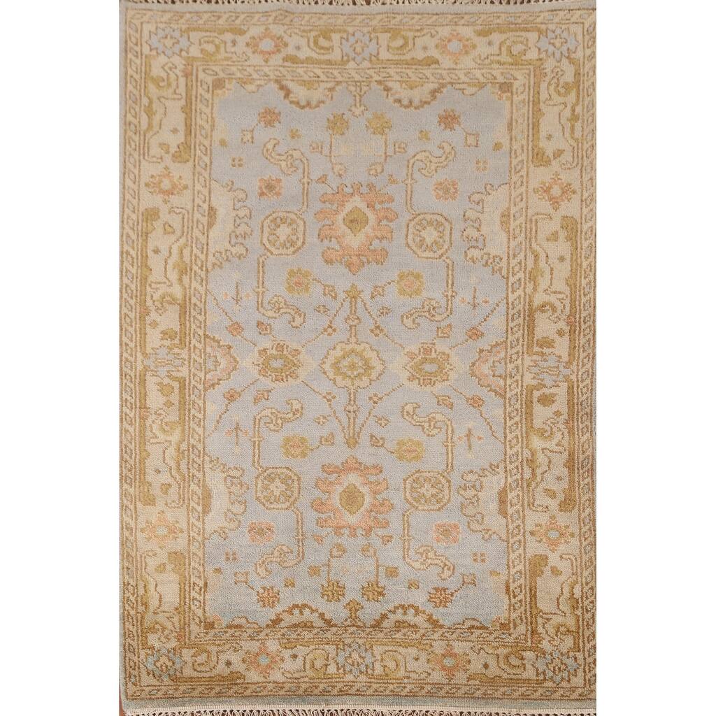 All-Over Oushak Indian Area Rug Handmade Wool Carpet - 4'0"x 5'10"