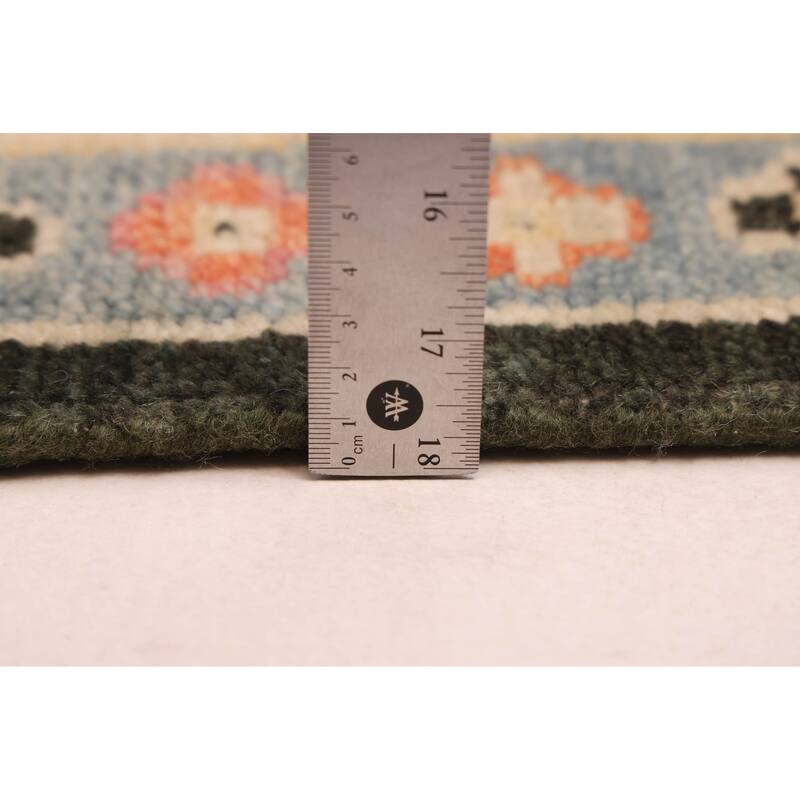 ECARPETGALLERY Hand-knotted Modern Oushak Dark Green Wool Rug - 8'8 x 11'11