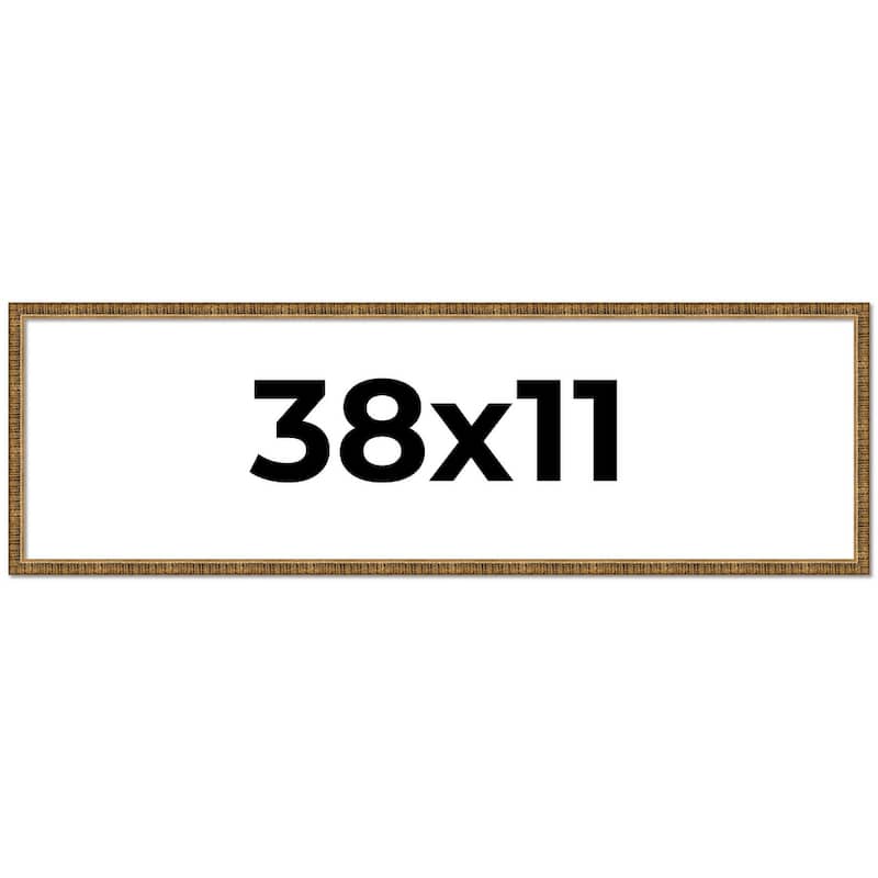 38x11 Frame Black Real Wood Picture Frame Kingsley Gold Distressed Photo Frame with UV Acrylic Foam Board Backing &
