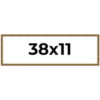 38x11 Frame Black Real Wood Picture Frame Kingsley Gold Distressed Photo Frame with UV Acrylic Foam Board Backing &