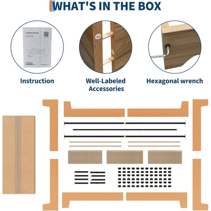 Wood Platform Bed Frame, with Strong Wooden Slats