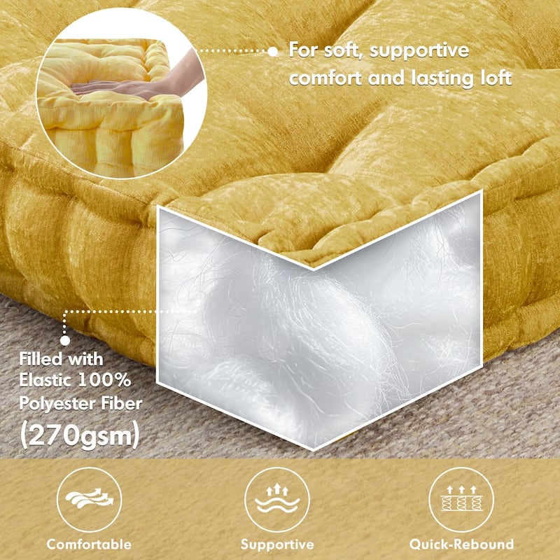 Intelligent Designs Charvi Poly Chenille Square Floor Pillow Cushion