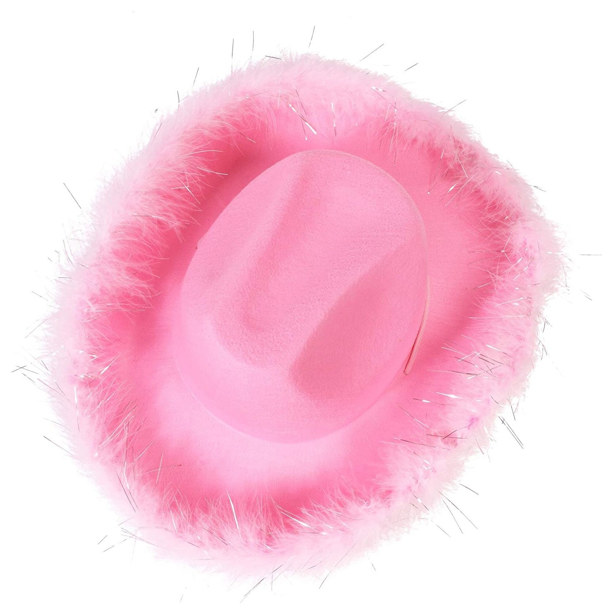 Hot Pink Cowboy Hat with Feathers for Women, Fluffy Cowgirl 