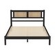 preview thumbnail 4 of 14, Queen Size Wooden Platform Bed with Natural Rattan Headboard, Exquisite Elegance with Minimalist Charm for Bedroom, Black