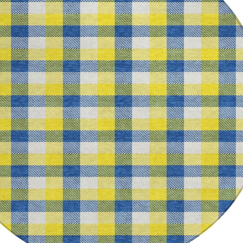 HomeRoots Plaid Transitional Rectangle Outdoor Rug