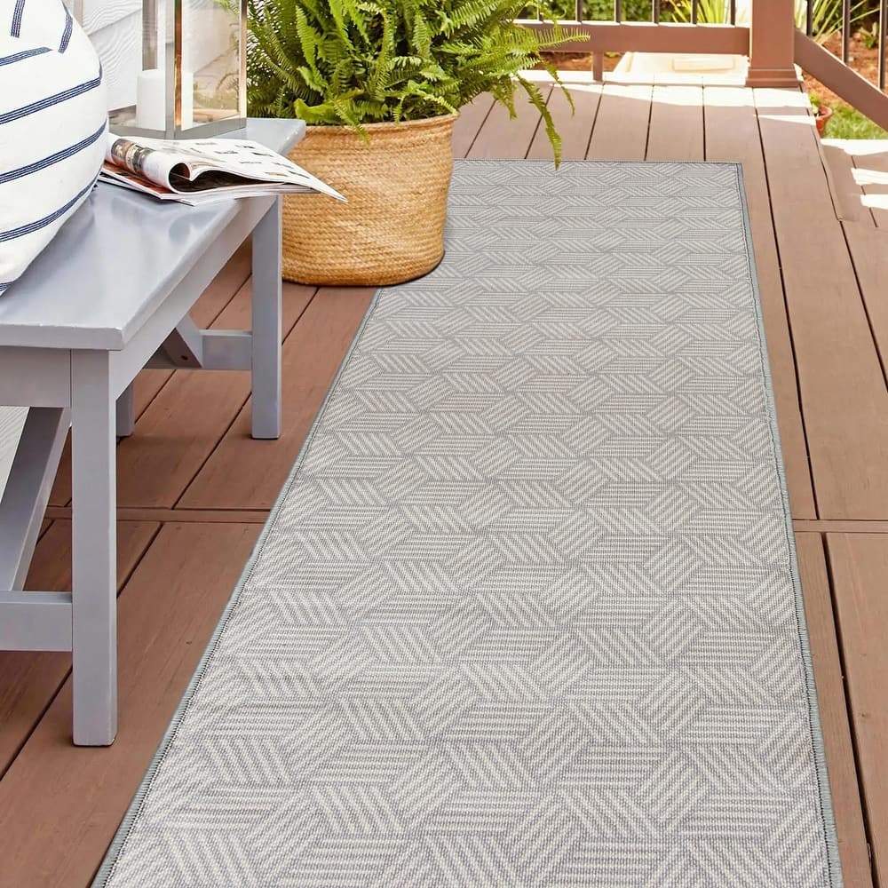 Contemporary Geometric Cubes Indoor/Outdoor Area Rug