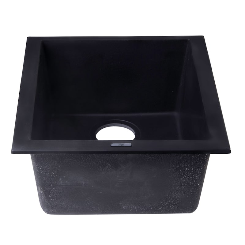 Alfi Black Granite Composite 17-inch Undermount Rectangular Kitchen Prep Sink