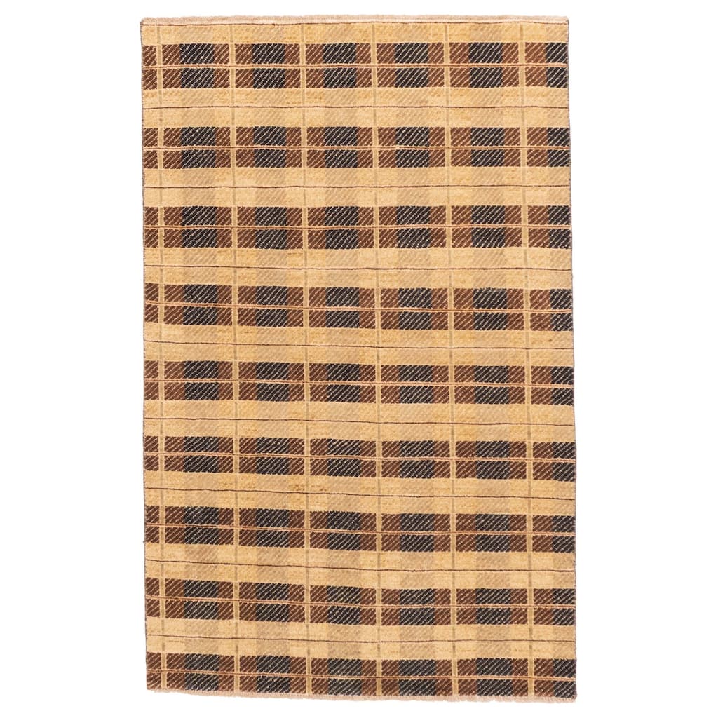 ECARPETGALLERY Hand-knotted Peshawar Ziegler Khaki Wool Rug - 4'0 x 6'2