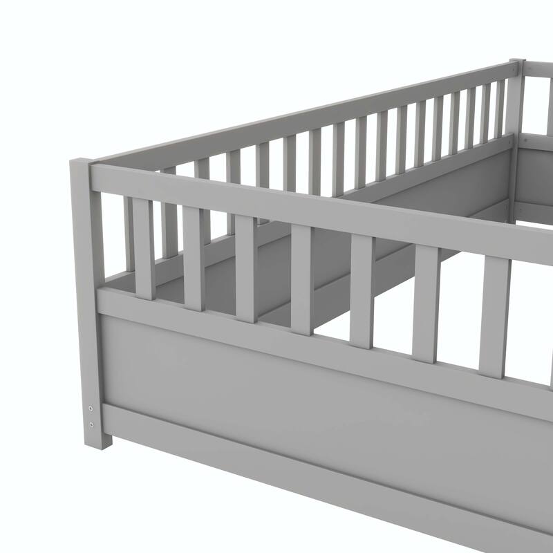 Montessori wooden children's floor bed without Support slat