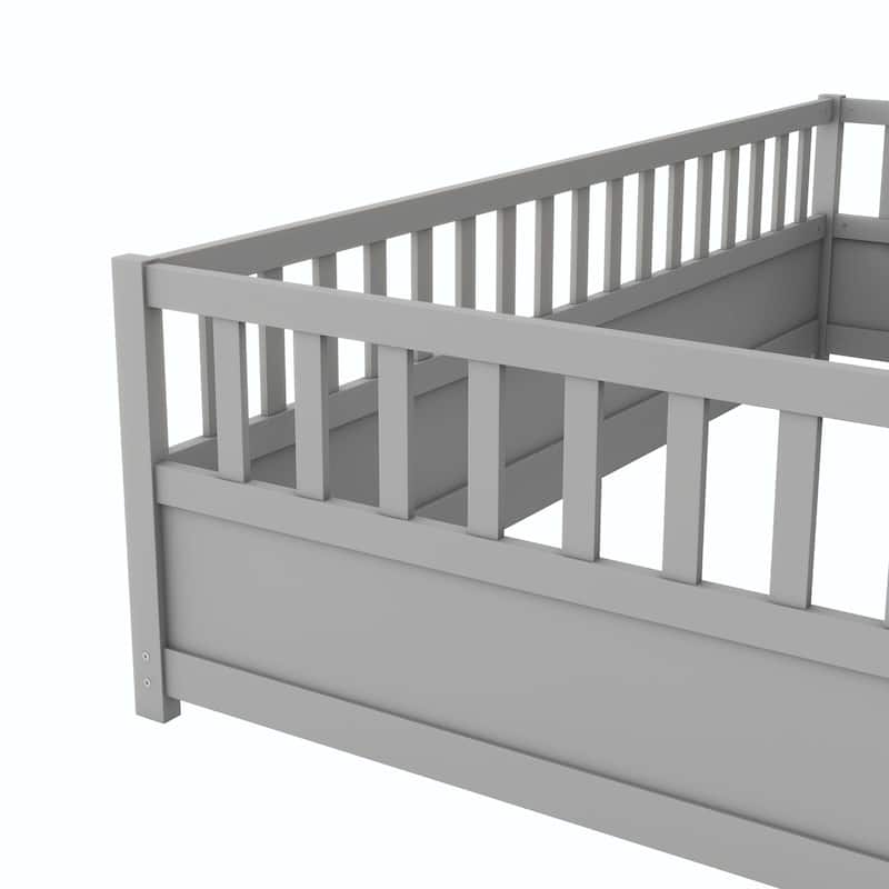 Twin Size Floor bed with super high security barrier For children