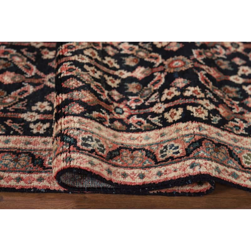 Geometric Mahal Vintage Persian Runner Rug Handmade Wool Carpet - 3'5" x 11'1"