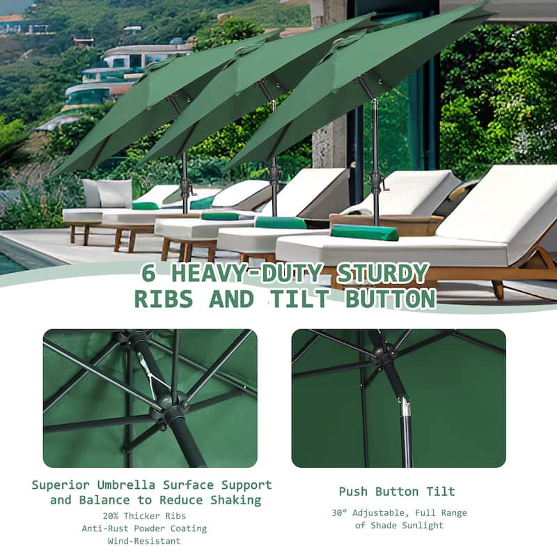 Autlaycil 7.5FT Solar Patio Umbrella with Base and Tilt,Crank