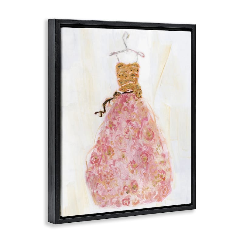 Stupell Classy Posh Pink Ball Gown Framed Floater Canvas Wall Art Design By Sally Swatland