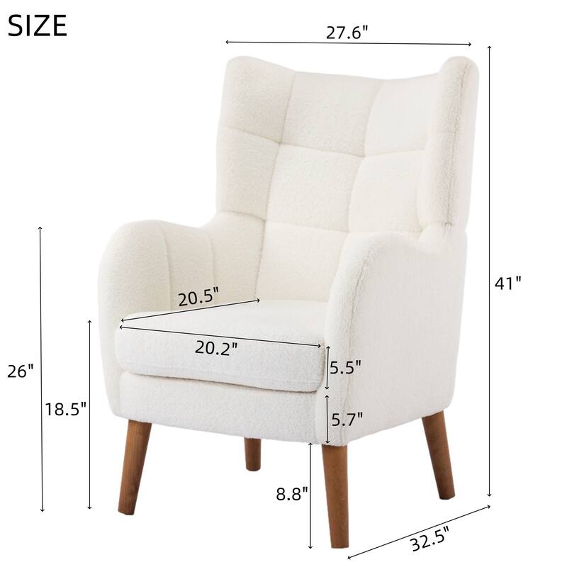 Christopher Knight Home - Josh 41" High Back Teddy Accent Chair, Comfy Modern Armchair with Birch Wood Legs