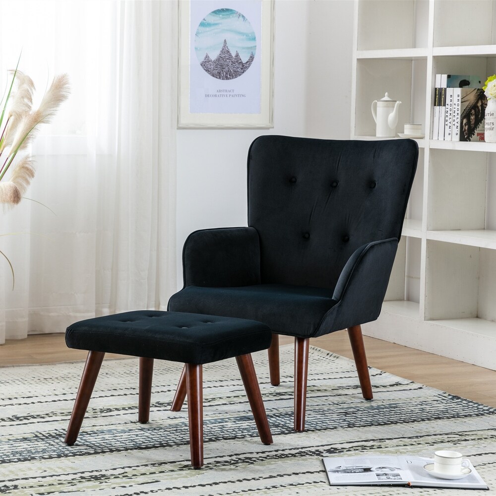 Dark Grey with Footrest Explore Land Living Room Single High Back Lazy Chair Modern Upholstered Accent Chair