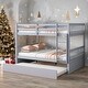 preview thumbnail 2 of 18, Rubber Wood Convertible 2 In 1 Full Over Full Bunk Bed with Twin Size Trundle for Kids and Baby for Bedroom