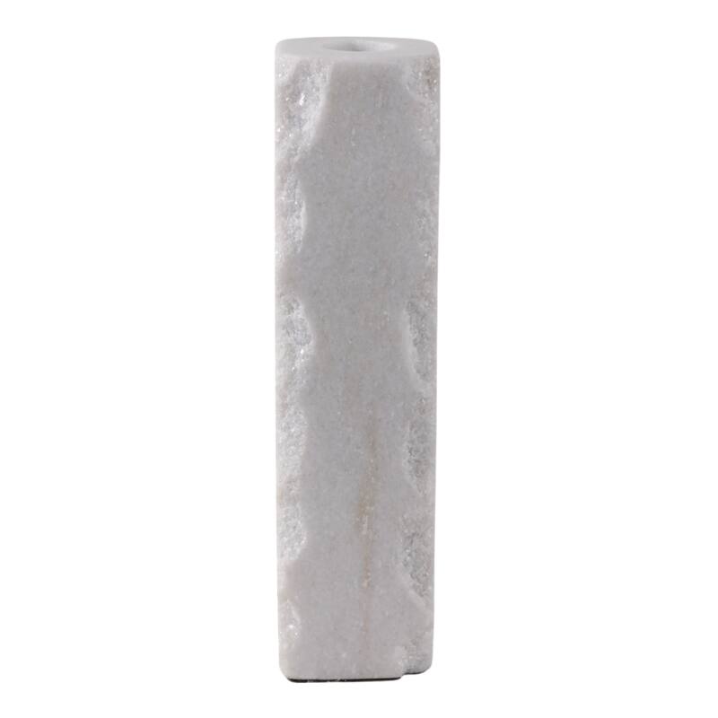 Marble Stone Candle Holder Cylindrical Taper Sleek Sculptural Design - 2.25" x 2" x 8"