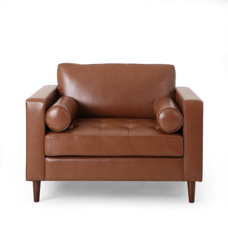 Malinta Contemporary Faux Leather Cushioned Club Chair by Christopher Knight Home